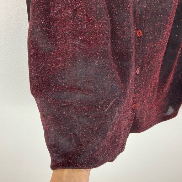 Maggie McNaughton Black Red Shimmer Blouse Top 1X - Picture 6 of 6